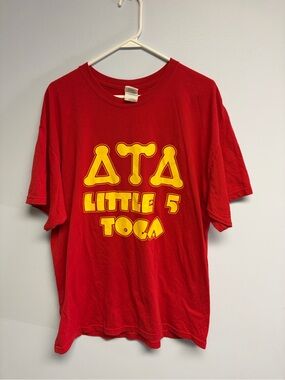 Hanes Red Kids Short Sleeve Tee with Yellow Graphic